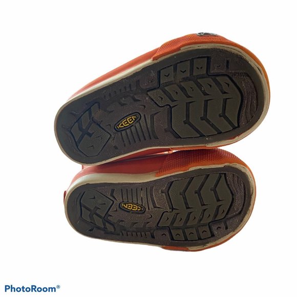 Keen rain boots kid 4 orange floral lined pull on - Picture 4 of 9